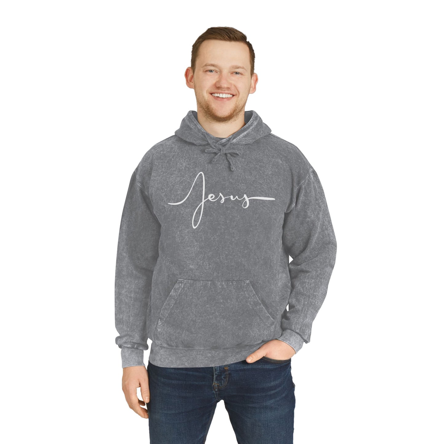 Faith-Inspired Unisex Mineral Wash Hoodie - Jesus & Inspirational Quote