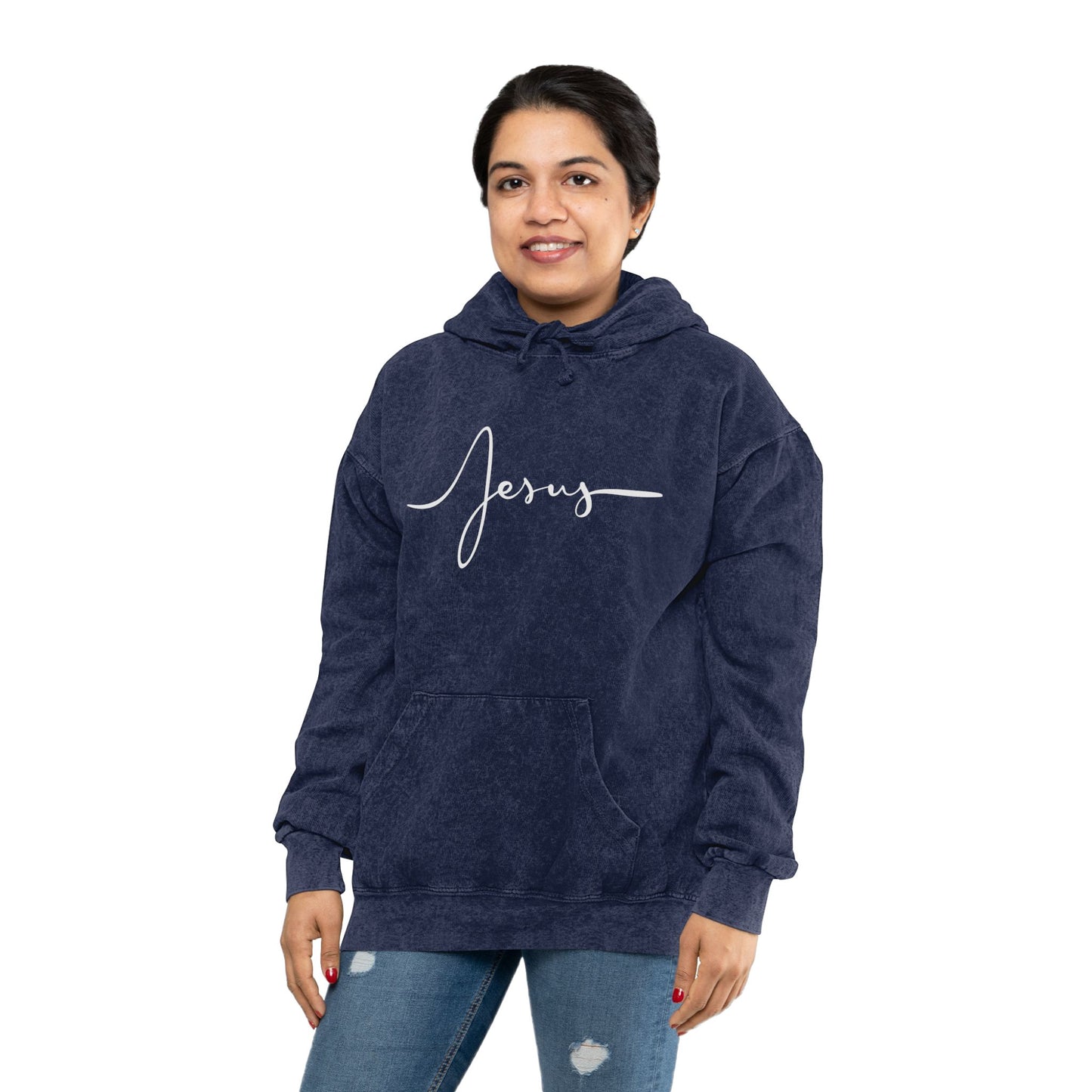 Faith-Inspired Unisex Mineral Wash Hoodie - Jesus & Inspirational Quote
