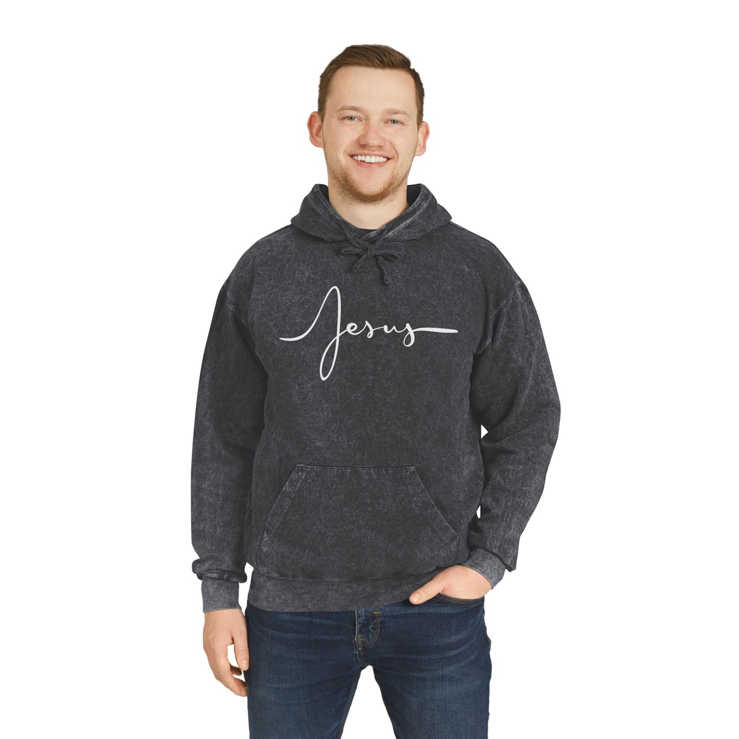 Faith-Inspired Unisex Mineral Wash Hoodie - Jesus & Inspirational Quote
