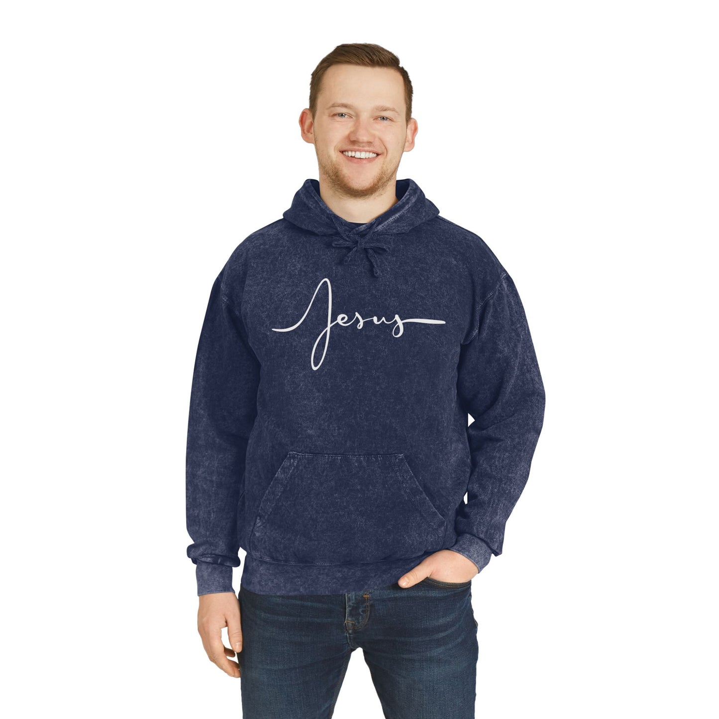 Faith-Inspired Unisex Mineral Wash Hoodie - Jesus & Inspirational Quote