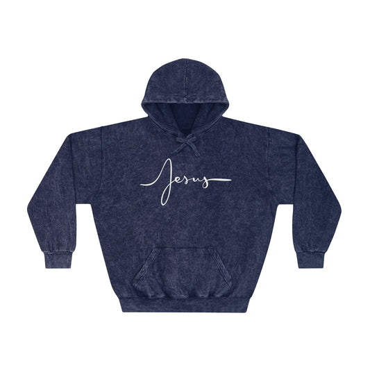 Faith-Inspired Unisex Mineral Wash Hoodie - Jesus & Inspirational Quote