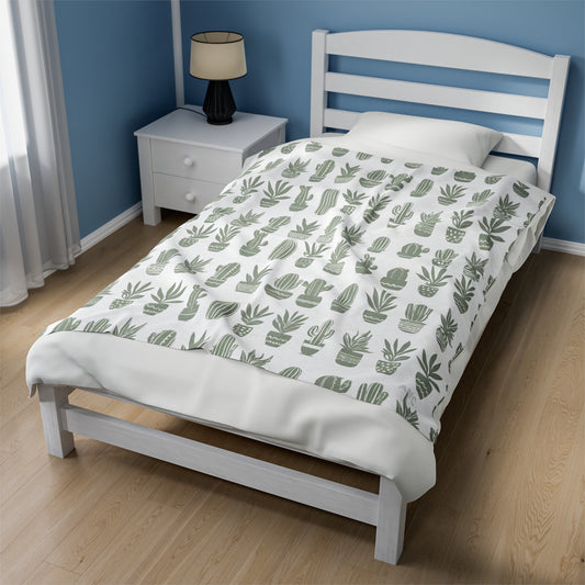 Cactus Velveteen Plush Blanket